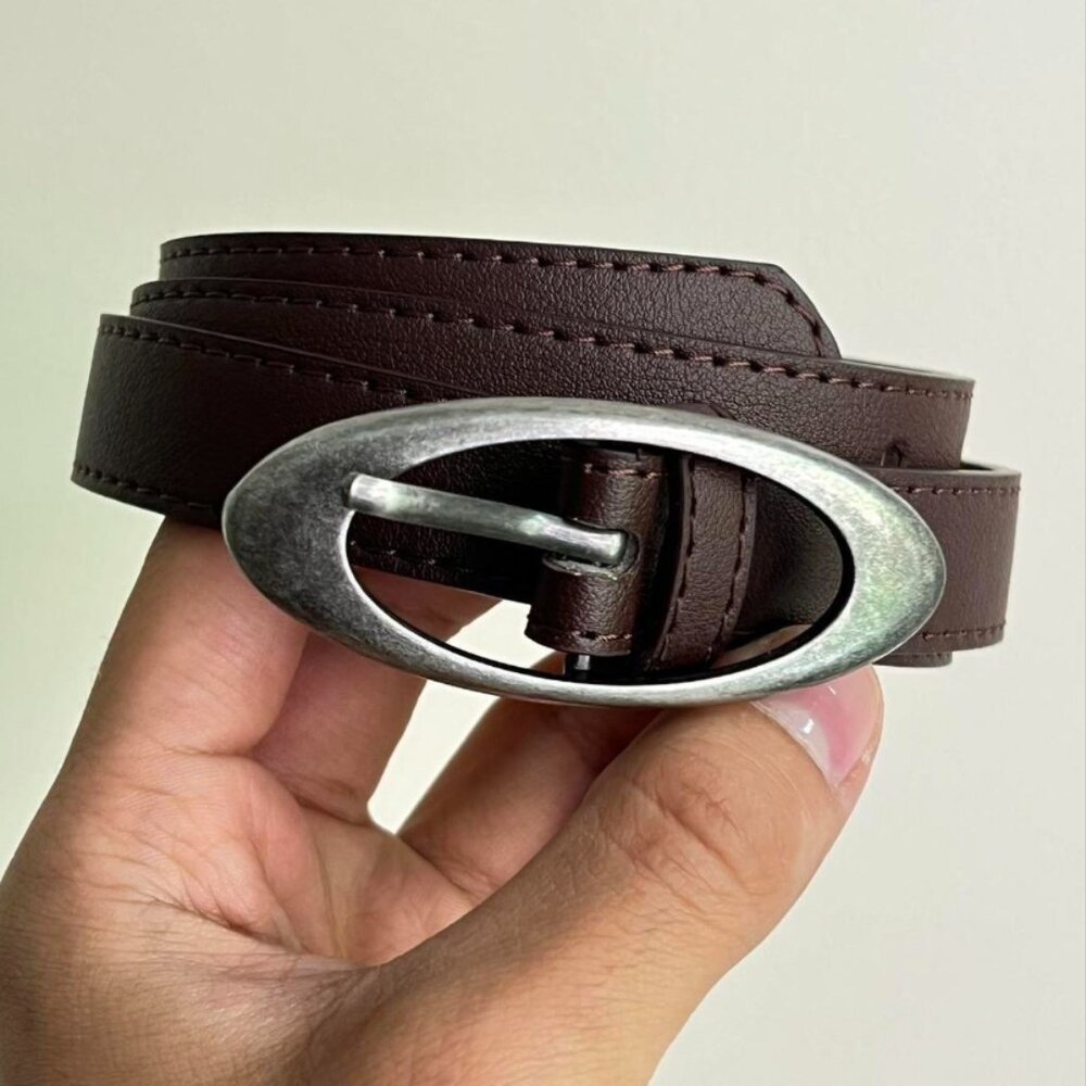 vintage brown american western simple designer oval belt - Picture 4 of 7
